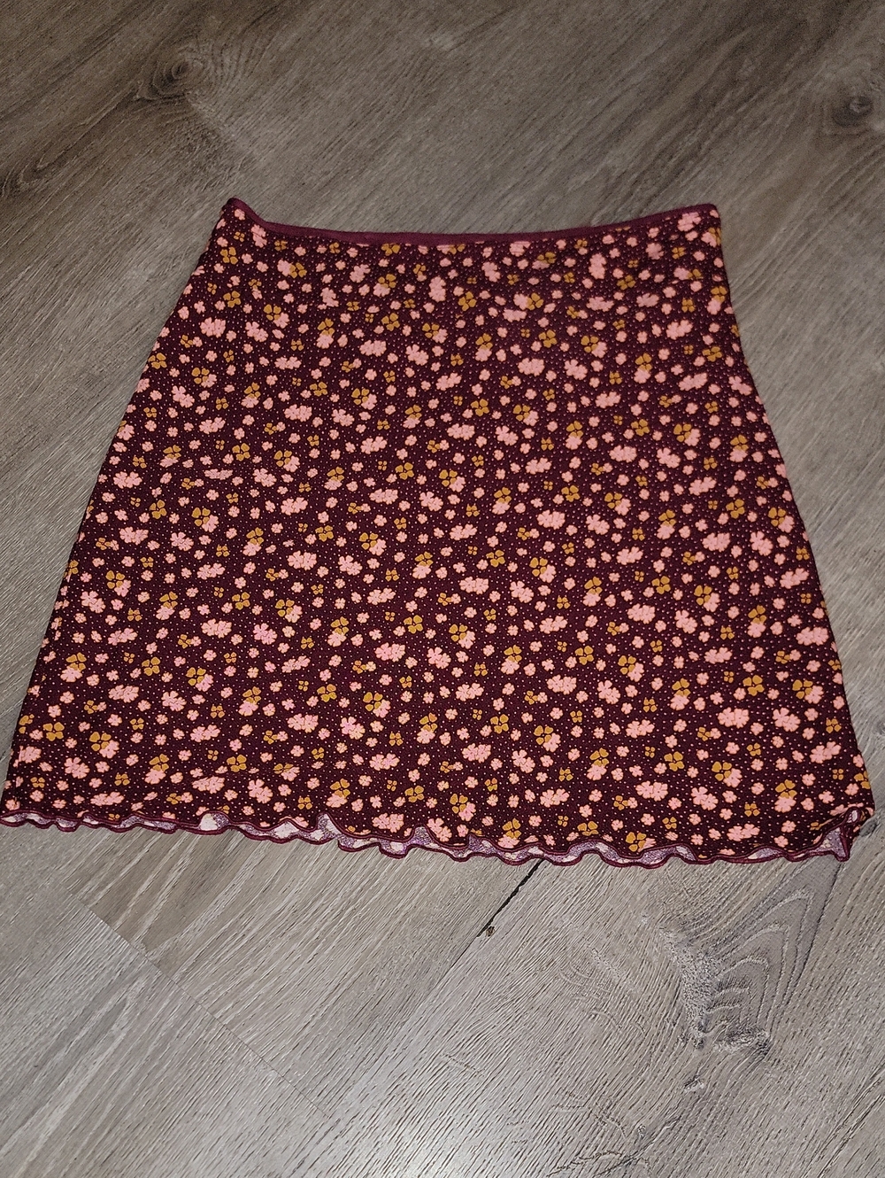 Floral Pink and Burgundy Mini Skirt